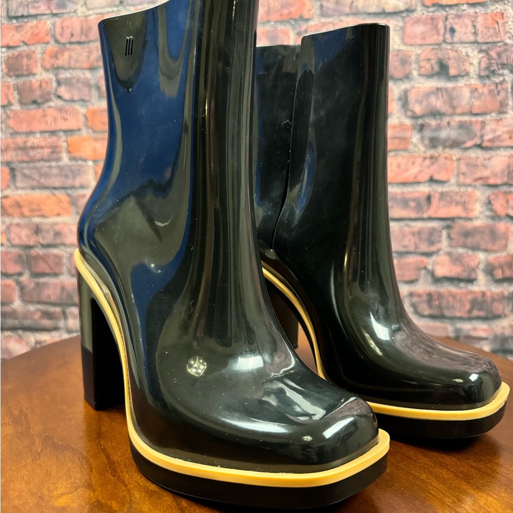 Melissa Black Ankle Boots with Chunky Heel